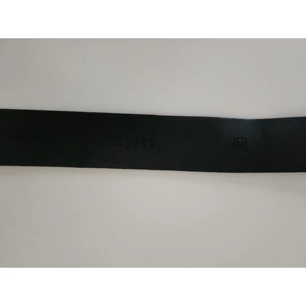 Fossil Mens Leather Black Medium Belt Silver‎ Buckle w/ Flowers BT2803001M